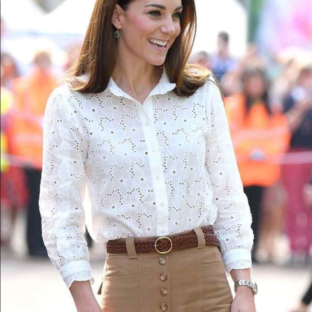 M.i.h Jeans 'Mabel' Broderie Anglaise Shirt in White ASO Royal